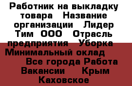 Работник на выкладку товара › Название организации ­ Лидер Тим, ООО › Отрасль предприятия ­ Уборка › Минимальный оклад ­ 28 200 - Все города Работа » Вакансии   . Крым,Каховское